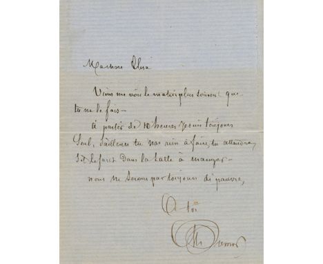 DUMAS ALEXANDRE Père: (1802-1870) French Writer whose works include The Three Musketeers. A.L.S., your A. Dumas, one page, sm