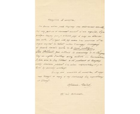 DAUDET ALPHONSE: (1840-1897) French Novelist. A.L.S., Alphonse Daudet, one page, small 8vo, Paris, n.d., to a Minister, in Fr