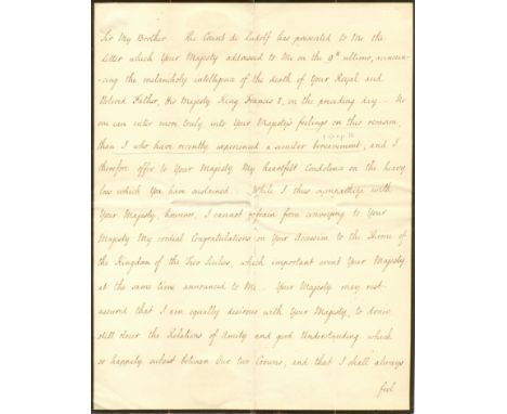 WILLIAM IV: (1765-1837) King of the United Kingdom of Great Britain & Ireland 1830-37. A fine L.S., with holograph subscripti
