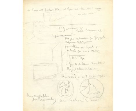 SIGNAC PAUL: (1863-1935) French Neo-Impressionist Painter. Autograph manuscript, including drawings and sketches in pencil, f