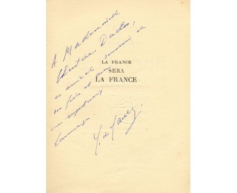 DE GAULLE CHARLES: (1890-1970) French General of World War II. Later President of the French Republic 1959-69. Book signed an