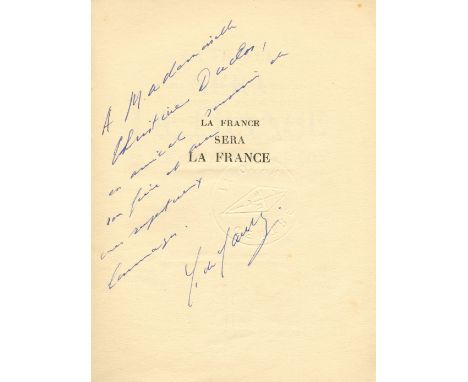 DE GAULLE CHARLES: (1890-1970) French General of World War II. Later President of the French Republic 1959-69. Book signed an