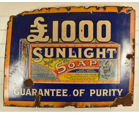 Vintage enamel sign advertising 'Sunlight Soap', 91 x 69cm