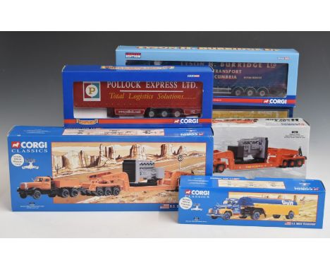 Six Corgi Classics diecast model vehicles comprising Siddle Cook Scammell Constructor and 24 Wheel Girder Trailer &amp; Load 