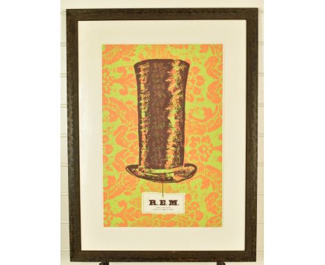 REM signed limited edition (61/200) lithograph celebrating 1995 concert in Rome, 60 x 40cm, framed and glazed