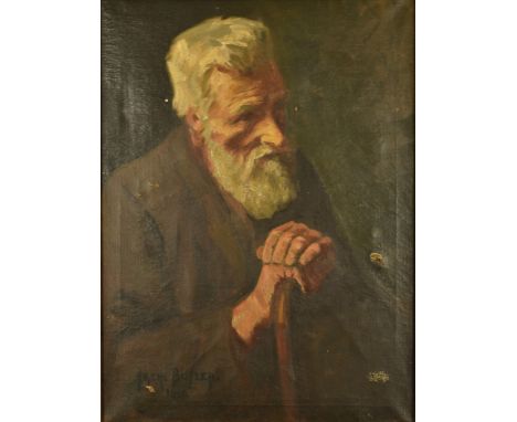 Irene Butler oil on canvas portrait of a man, signed and dated 1910 lower left 60 x 45cm, in wooden frame