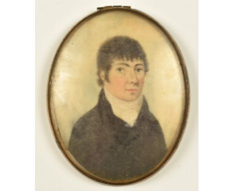 A portrait miniature of a young gentleman, in oval frame, maximum diameter 7cm