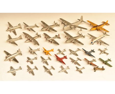 Twenty-nine Dinky Toys and Dinky Supertoys diecast model aeroplanes including Shetland, York, Flying Boat, Four Engined Liner