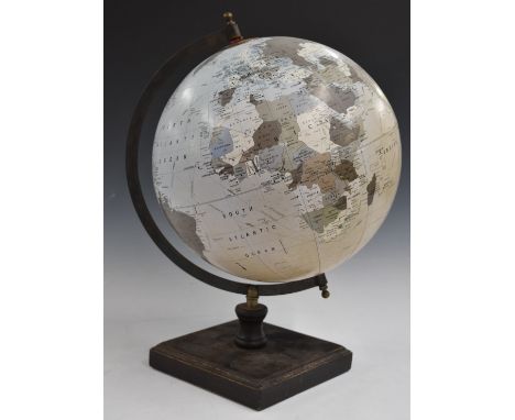 Vintage style globe on wooden base, overall height 45cm