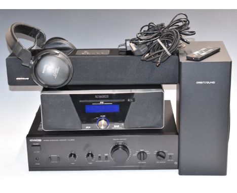 Kenwood KA-660D stereo amplifier, Roberts MP-23 sound system, Orbitsound M10 sound bar speaker and an S1 subwoofer