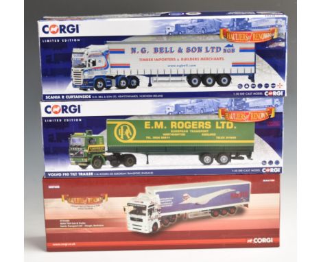 Three Corgi Hauliers of Renown 1:50 scale limited edition diecast model HGVs comprising N.G. Bell &amp; Son Ltd CC13757, E.M.