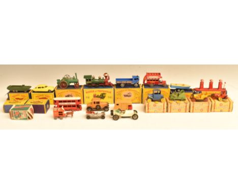 Eighteen Moko Lesney Matchbox Series and Charbens diecast model vehicles, some in original boxes, together with some further 