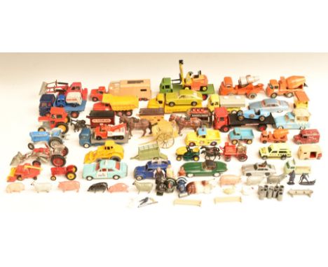 Forty-three Corgi, Dinky, Matchbox and similar diecast model vehicles including Leyland Comet Blue Circle Portland Cement, Wa