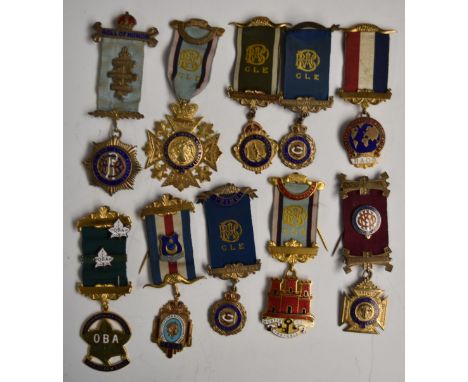 RAOB medals to include five hallmarked silver gilt and enamel examples