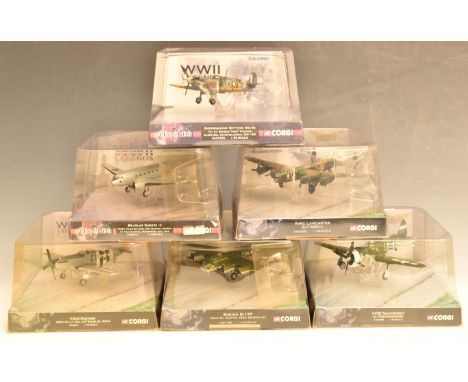 Six Corgi The Aviation Archive WW2 Legends 1:72 scale diecast model aeroplanes, all in original display boxes.&nbsp;