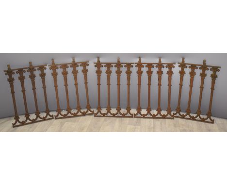 Five Victorian cast iron railing panels, possibly by Coalbrookdale or similar, each 62 x 41cm