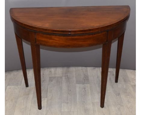 19thC mahogany fold over card table, W92 x D46 x H72cm