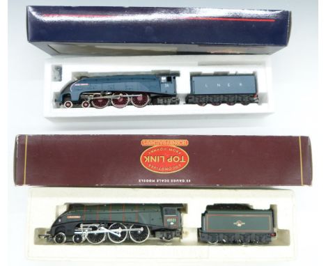 Two 00 gauge LNER/British Railways A4 Pacific locomotives, one Hornby Top Link, the other Bachmann, both in original boxes