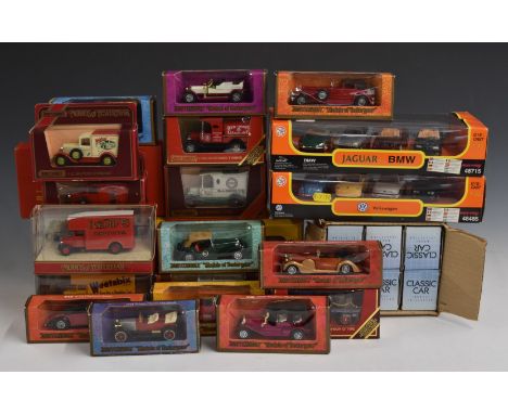 Twenty-five mainly Matchbox Models of Yesteryear diecast model vehicles and vehicle sets together with a Hornby 00 gauge mode