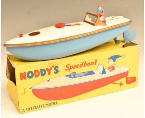 Sutcliffe Models clockwork tinplate model Noddy's Speedboat, in original box.&nbsp;