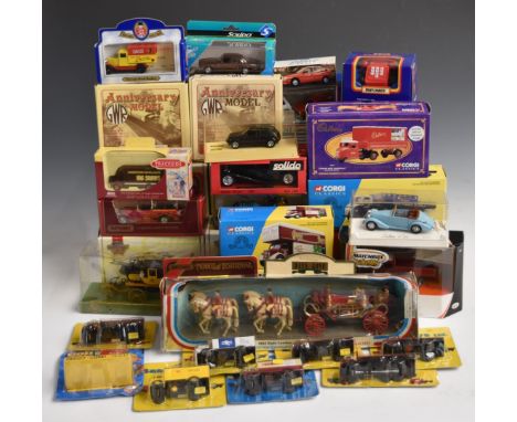 Forty-two Corgi, Matchbox, Dinky, Solido, Base-Toys and similar diecast model vehicles including 1902 State Landau 41, Models