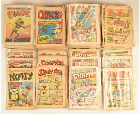 Two-hundred-and-forty-five DC Thompson comics including Sparky, Buddy, Nutty, Cracker, Spike and Champ, including some first 