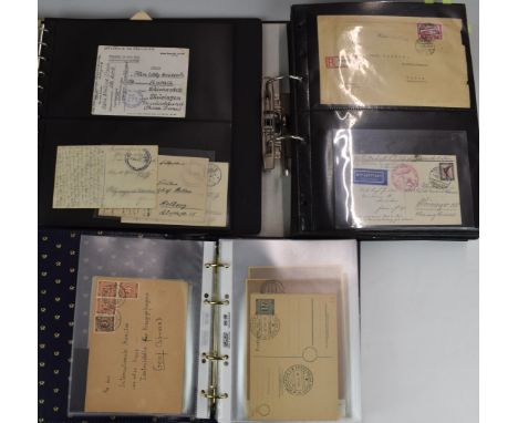 A collection of German and DDR postal history in three folders, from early issues to post WW2 including WW2 POW and military 