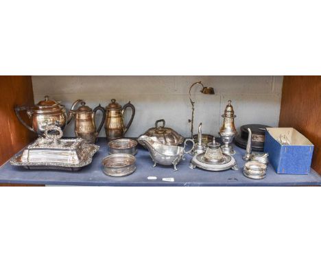 A Collection of Assorted Old Sheffield Plate and Silver Plate, including an oblong entree-dish and cover, with foliage scroll