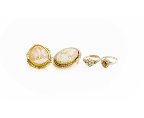 A Small Quantity of Jewellery, comprising of a 9 carat gold opal cluster ring, finger size L; a 9 carat gold dress ring, fing