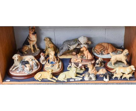 Border Fine Arts Dog Groups, including: 'Labrador and Pups', model No. B0530A by Margaret Turner, limited edition 45/950, on 