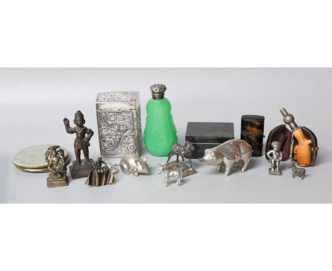 A Collection of Assorted Silver and Objects of Vertu, including an oblong double playing card case, chased with foliage and f