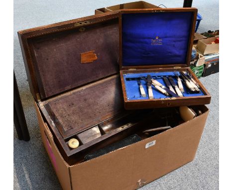 Mother-of-Pearl-Handled Fruit Knives and Forks, in an oak canteen, by Mappin & Webb, Two Cased Champagne Taps, A Hydrometer, 