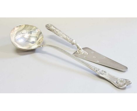 A Victorian Soup-Ladle, by George Adams, London, 1849, Queen's pattern, with oval bowl, 34.5m long, 9oz 9dwt, 295gr; Together