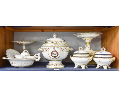 A 19th Century Chamberlain Worcester Pedestal Tureen and Cover, (a/f), A Pair of 19th Century English Porcelain Twin-Handled 