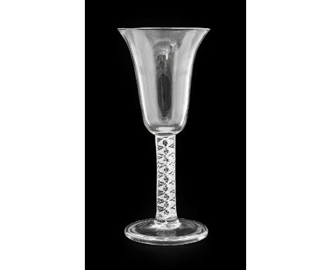A Glass Goblet, circa 1750, the bell-shaped bowl on an air twist stem and folded foot19cm highNo chips, cracks or re polishin