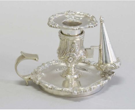 A George IV Silver Chamber-Candlestick, by Robert Garrard, London, 1827, shaped circular and with scroll and foliage-cast bor