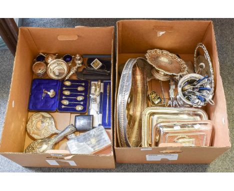A Collection of Assorted Silver and Silver Plate, the silver including a George III silver caddy-spoon; a silver-mounted moth
