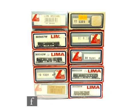 A collection of OO gauge Lima rolling stock to include passenger coaches, all boxed. (10) 
