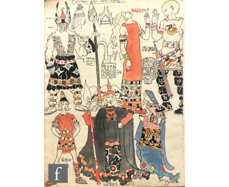 ALBERT WAINWRIGHT (1898-1943) - A sketch depicting costume designs for the stage production 'Vikings', with similar studies t