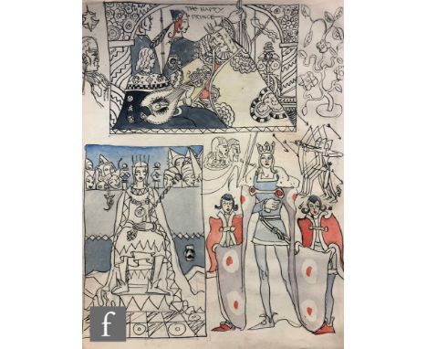 ALBERT WAINWRIGHT (1898-1943) - A sketch depicting studies for costume designs for the stage production 'The Happy Prince', t
