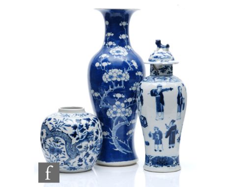 A collection of 19th Century and later Chinese ceramics, to include a yen yen prunus vase, the cracked ice ground picked out 