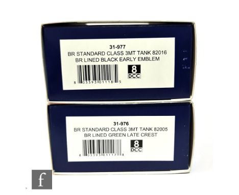 Two OO gauge Bachmann DCC ready 2-6-2T BR Standard Class 3MT tank locomotives, 31-976 82005 and 31-977 82016, both boxed. (2)