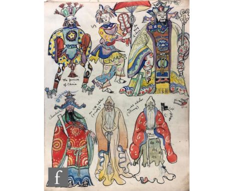 ALBERT WAINWRIGHT (1898-1943) - A sketch depicting costume designs for the stage production 'The Queen of China', to the reve
