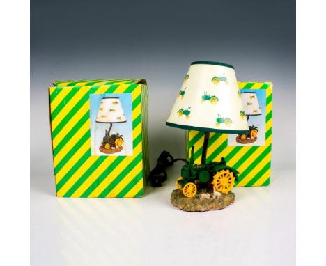 2 nostalgic John Deere Tractor Lamps with matching shades. This item has its original box which measures: 7.25"L x 7"W x 9"H.