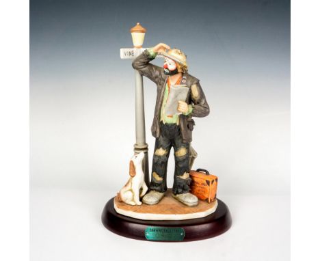 Limited edition, hand painted bisque porcelain depicting figural clown Weary Willie looking confused, not knowing which way t