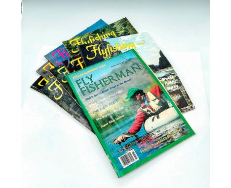 Collection of 9 full vintage magazines about flyfishing including color pictures, full advertising, and articles. Starts with