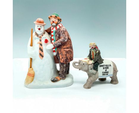 These two figurines depict Emmett Kelly in fine detail. The first, from Dave Grossman Creations titled Emmett the Snowman, nu