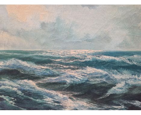 WINIFRED TAYLOR (20th C. ENGLISH SCHOOL) ARR. TREES, SIGNED, OIL ON BOARD. 54 x 71cms TOGETHER WITH A LARGE OIL ON CANVAS SEA