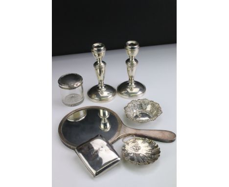 Group of silver items to include to include a George V cigarette case of rectangular plain polished form, Chester 1917, a mid