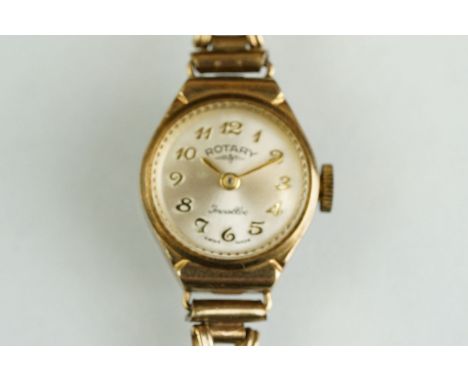A vintage ladies Rotary 9ct gold cased wristwatch with fully hallmarked 9ct gold bracelet strap. 